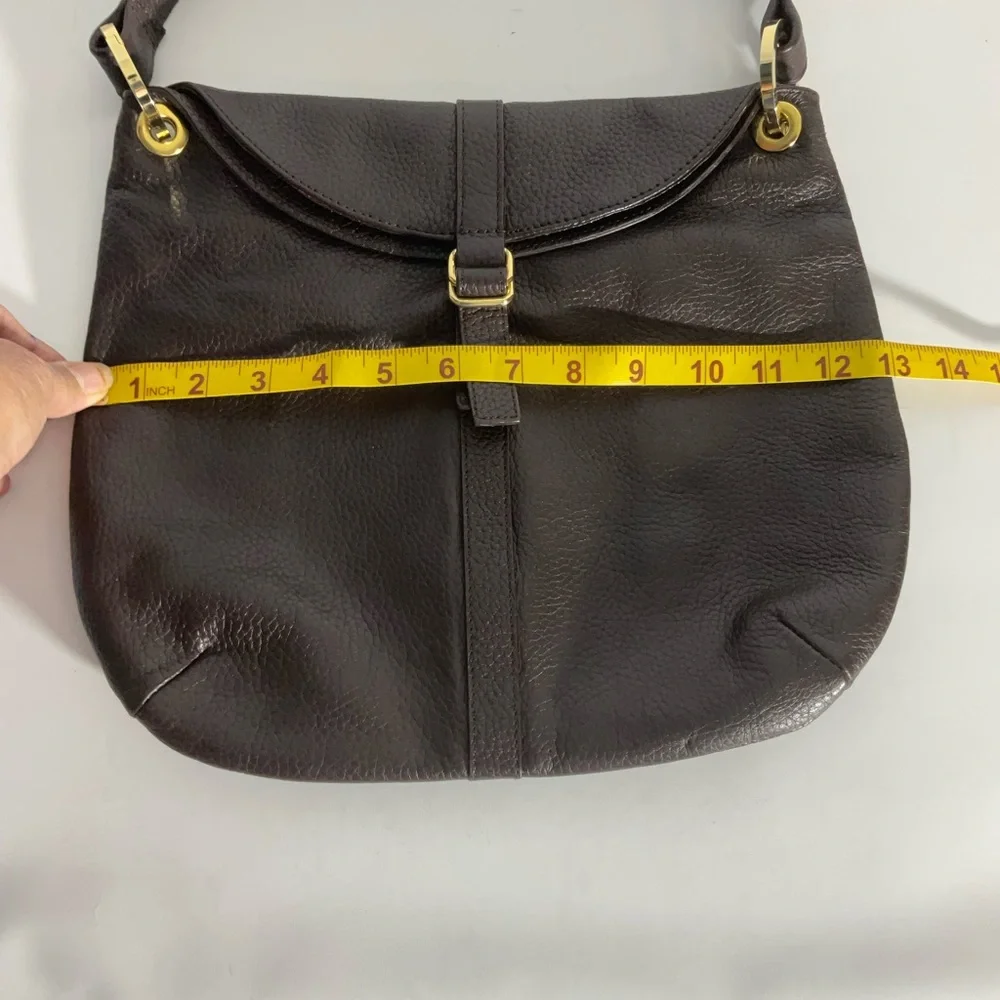 Barr and Barr New York Pebbled Brown Leather Bag Gold Hardware Shoulder Bag - Picture 12 of 15